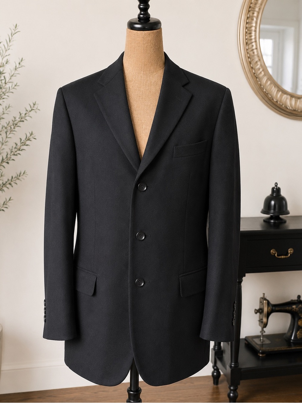 Oscar de la Renta Wool Cashmere 42L 3-Button Sport Coat Black
